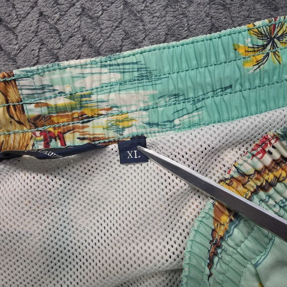 Polo Ralph Lauren Mens Swim Trunks Lined Elephant Print Size XL Tropical Pockets